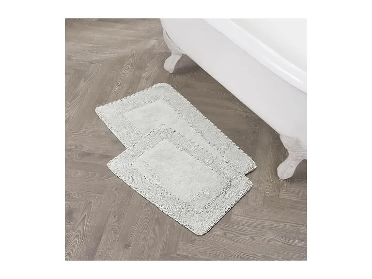Laura Ashley Ruffle Border 100% Cotton Bath Rug Set