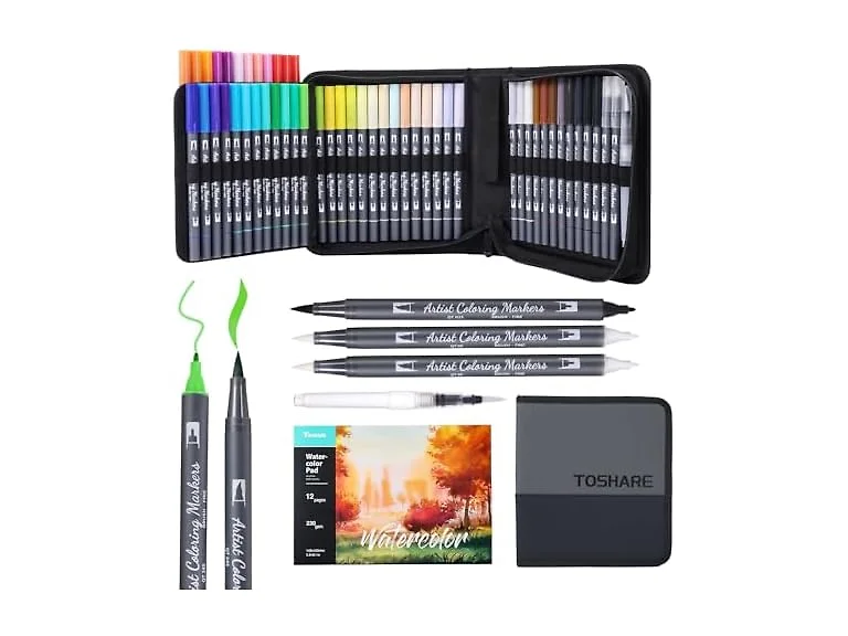 Watercolor Pens Set, Dual Tip Markers