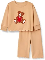 Amazon Essentials X Sofia Grainge Unisex Babies' French Terry Pant and Top Set, Light Camel Light Camel Big Bear Heart, 24 Months