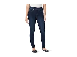 Amazon Essentials Women's Stretch Denim Mid-Rise Pull-On Skinny Jegging, Dark Wash, 0 Short