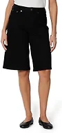 Amazon Essentials Women's Relaxed-Fit Mid-Rise Long Jean Shorts, Black, 10