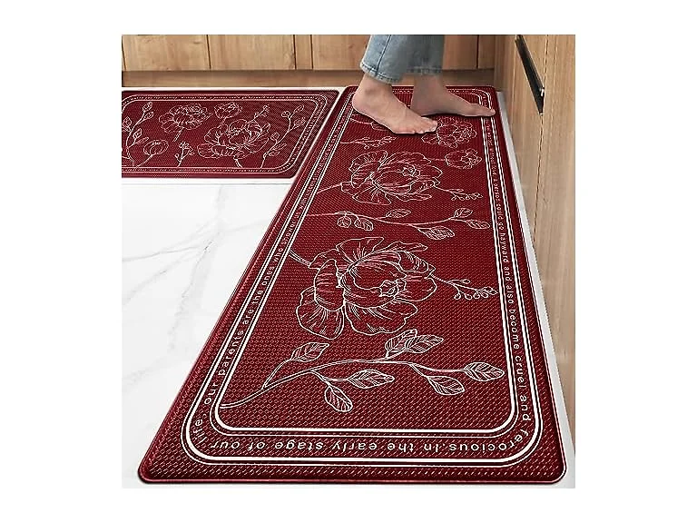 ROTTOGOON Kitchen Floor Mat Set of 2 Red