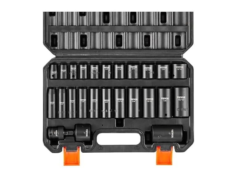 VEVOR 3/8" Drive Impact 25 Piece Deep & Shallow Socket Set SAE