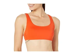 Amazon Essentials Women's Scoop Neck Swim Crop Top, Orange, Small