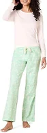 Amazon Essentials Women's Lightweight Flannel Pant and Long Sleeve T-Shirt Pajama Set, Ivory, Forest Animals, X-Small