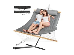 Everyfun 2 Person Outdoor Hammock with Stand, Dark Grey