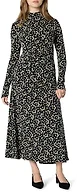 Amazon Essentials Women's Fit and Flare Jersey Long-Sleeved Maxi Dress, Navy Cream Petals, X-Small