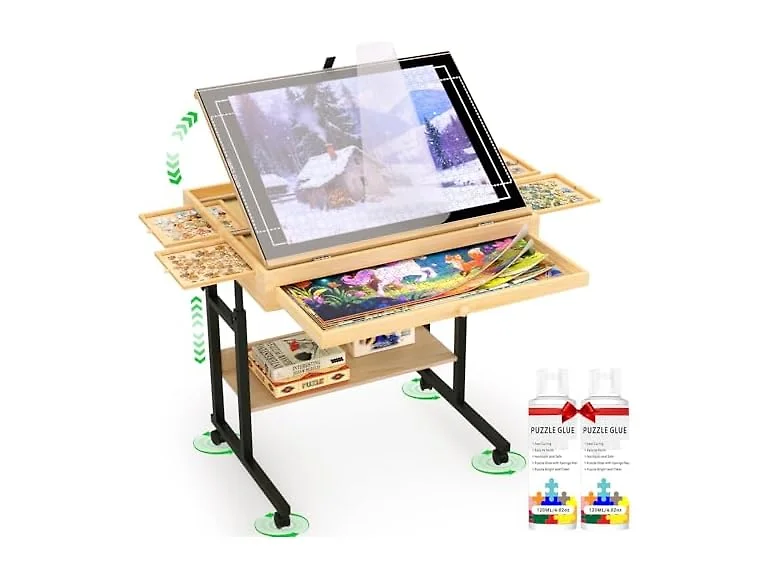 QDKGH Puzzle Table with Drawers