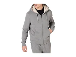 Amazon Essentials Men's Sherpa Lined Full-Zip Hooded Fleece Sweatshirt, Light Grey Heather, Medium