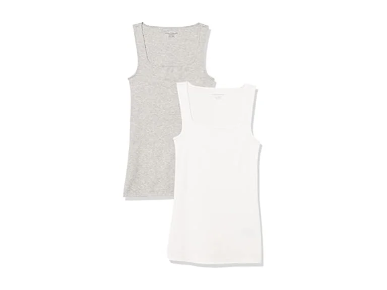 Amazon Essentials Women 2-pack Slim Square Tank
