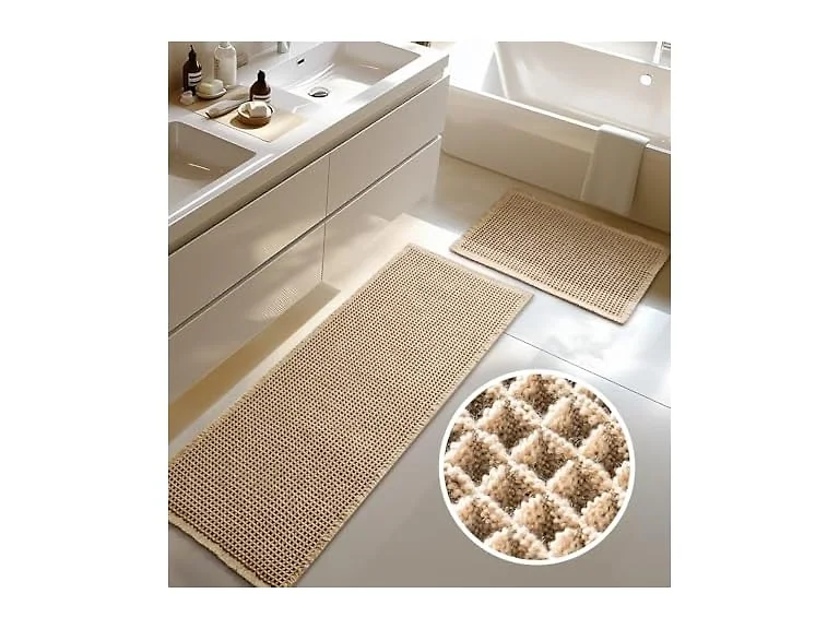 Furicher Large Waffle Bath Mat Set