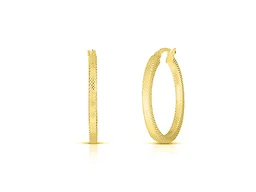 Yeidid Italian 18K Yellow Gold Plated Sterling Silver 30MM Textured Hoop Earrings