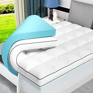 Missleep Dual Layer Memory Foam Mattress Topper, Queen Mattress Pad, 4 Inch