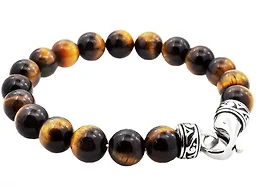 Blackjack Jewelry S-BJB244TE Genuine Tigers Eye Bead Bracelet  