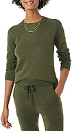 Amazon Essentials Women's Regular-Fit Soft Touch Long-Sleeve Crewneck Sweater, Dark Olive, Medium