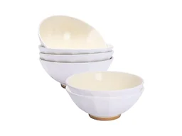 QUANSHANGJU Large Pasta Bowls Set of 6, 29 oz Yellow Porcelain 7 inch, Microwave Oven Dishwasher Safe for Salad Soup