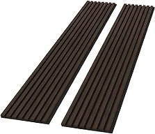 ROOMTEC 2 Pack Acoustic Solid Wood Wall Panels, 94.49” x 12.6” Soundproof Wall Panels, Wood Slat Wall Panels for Wall Decor (Smoking Walnut)