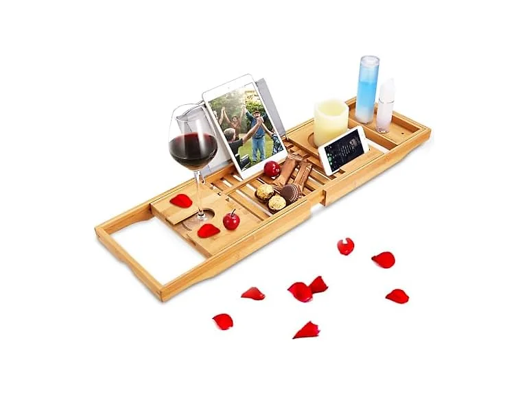 iMounTEK Water Resistant/Rust Proof Bamboo Bathtub Caddy