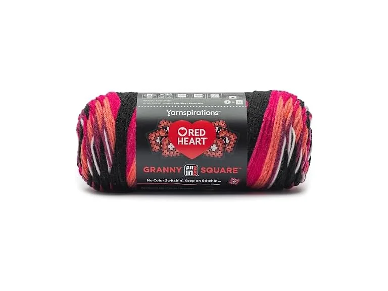 Red Heart All in One Granny Square-Black -