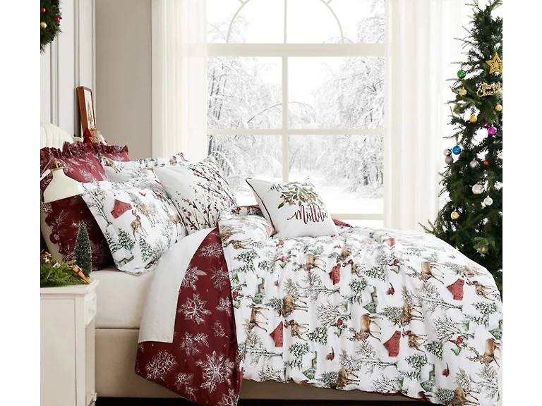 Southshore Fine Linens White Christmas 7-Piece Comforter Twin Set
