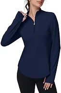 GGOV Women's Golf Polo Long Sleeve Workout Tops V Neck UPF 50+ Sun Protection Quick Dry Lightweight Active Tennis Shirts Navy