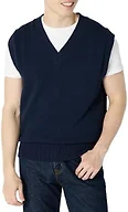 Amazon Essentials Men's Relaxed-Fit V-Neck Sweater Vest, Pullover, Navy, X-Small