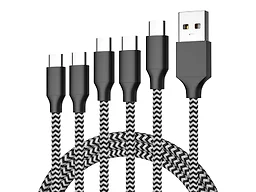 TC 5PK Braided White 3FT, 6FT, 10FT 5 Pack 3FT 6FT 10FT 