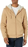 Amazon Essentials Men's Sherpa Lined Full-Zip Hooded Fleece Sweatshirt Sweater, -Camel Heather, X-Small