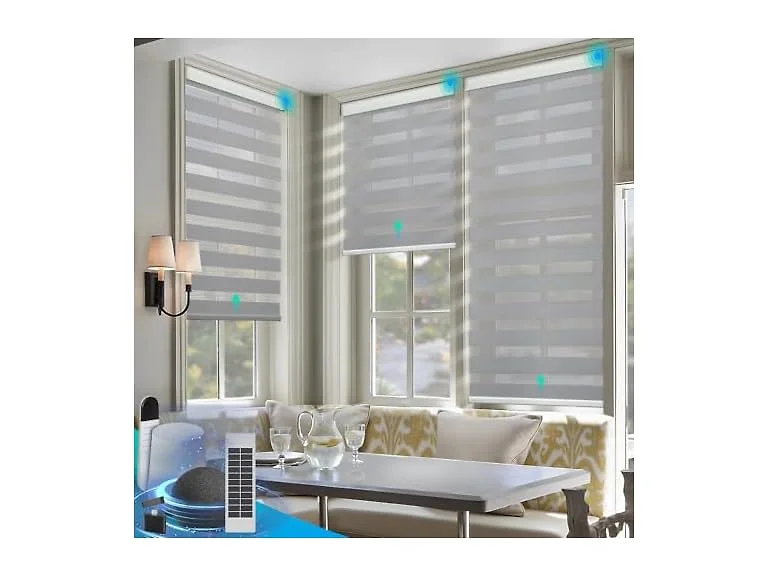 DENFOON Motorized Zebra Blinds 72"L x 29"H