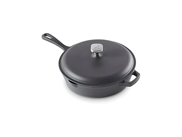 Zakarian Nonstick Cast Iron Deep Skillet with Cast Iron Lid