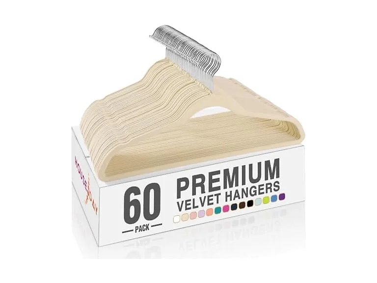 HOUSE DAY Beige Velvet Hangers 60 Pack