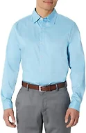 Amazon Essentials Men's Slim-Fit Long-Sleeve Stretch Dress Shirt, Sky Blue, X-Small