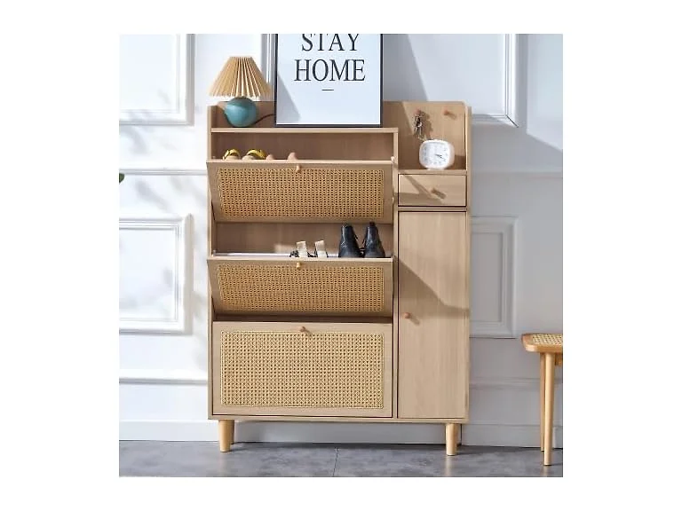 GIA 4-Door Rattan Storage Cabinet