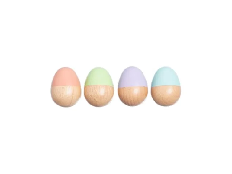 Pearhead Wooden Egg Shaker Baby Toy Set