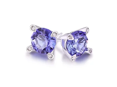 Purple Tanzanite Stud Earrings