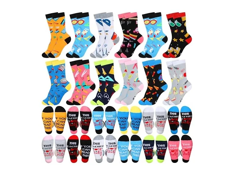 12 Pairs Womens Funny Crew Socks