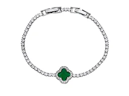 Saffron LGR-33-019B CZ Stone Square Charm Bracelet