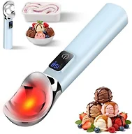Heated Ice Cream Scoop Rechargeable, 5000mAh Battery Electric Ice Cream Scoop, Self-Warming Heats To 158℉, IP67 Waterproof for Hard Icecream and More with LED Display, Ideal Kitchen Gifts | Ice Blue