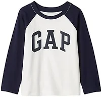 GAP Boys' Long Sleeve Logo Raglan Tee, Navy Uniform, 12-18 Months