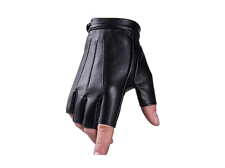 Wepop (L) Fingerless Gloves PU Faux Leather Glove