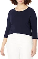 Hanes Women's Stretch Cotton Raglan Sleeve Tee, Navy, Large