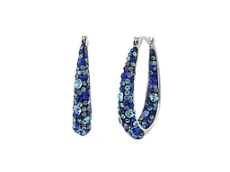 Yeidid Shades Of Blue  Inside Out Crystals Hoops Made With Swarovski Elements