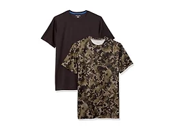 Amazon Essentials Men's 2-Pack Performance Pintec T-Shirt, Olive Geo Camo/Black, X-Small