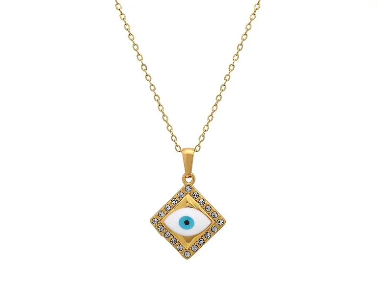 18K Gold Plated Evil Eye Square Necklace