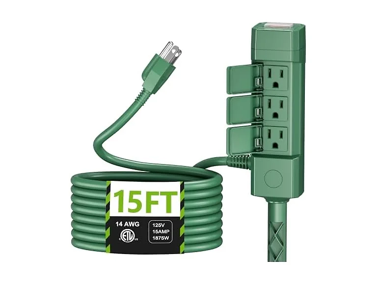 BN-LINK 15ft Outdoor Extension Cord 14/3 SJTW  Waterproof with Power Stake