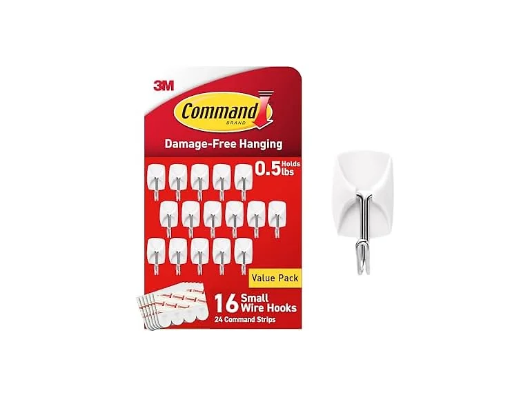Command Small Wire Hooks, 16 Hooks