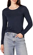 Amazon Essentials Women's Long-Sleeve Lightweight Crewneck Sweater, Flattering (Available in Plus Size), Navy, Small