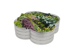 Sunnydaze NPH-519 Clover Steel Garden Bed - Silv Silver