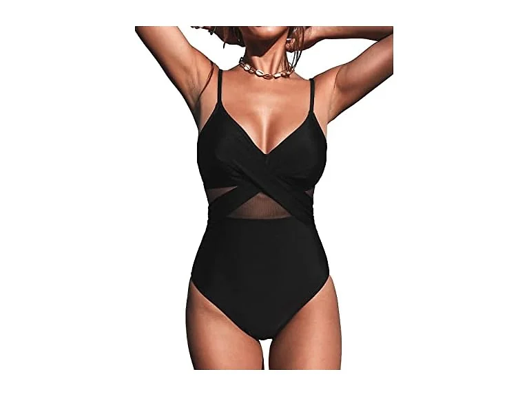 CUPSHE One Piece V-Neck Mesh Swimsuit