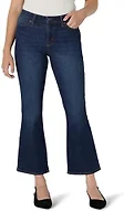 Amazon Essentials Women's Women's Medium Stretch Mid-Rise Kick Crop Jean, Dark Shadow Wash, 14